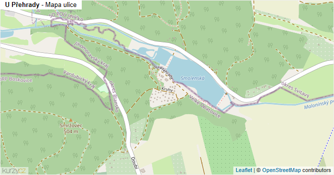 U Přehrady - mapa ulice