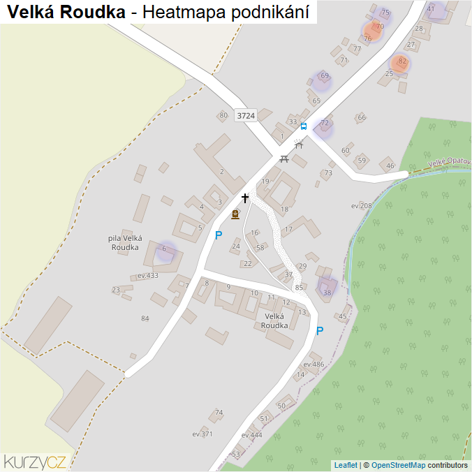 Mapa Velká Roudka - Firmy v části obce.