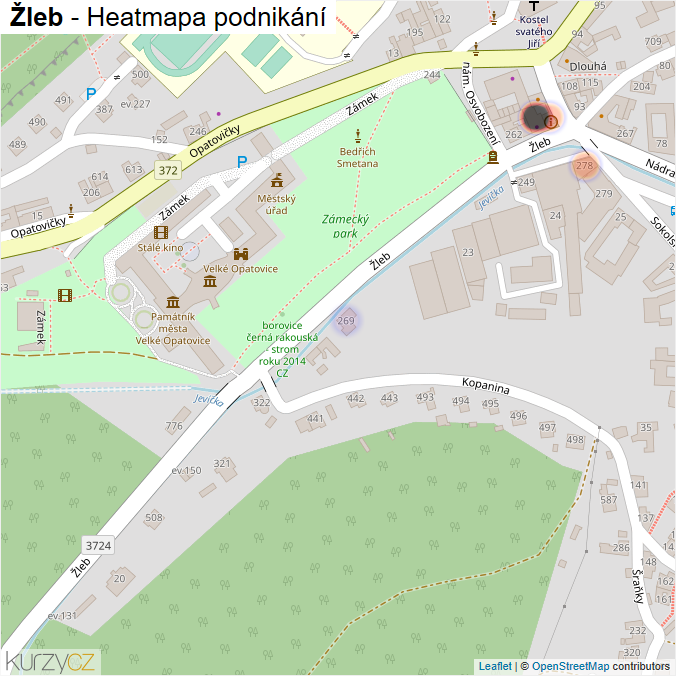 Mapa Žleb - Firmy v ulici.
