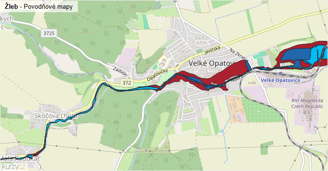 Žleb - záplavové mapy stoleté vody