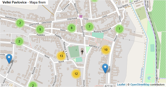Velké Pavlovice - mapa firem
