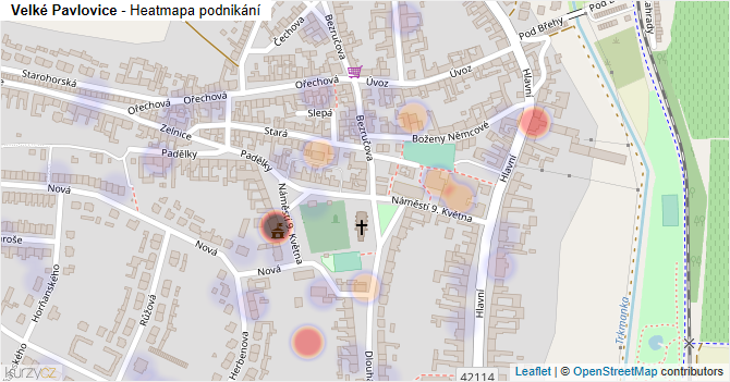 Velké Pavlovice - mapa podnikání