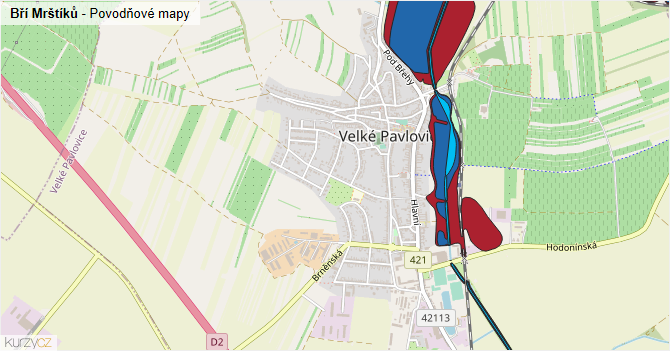 Bří Mrštíků - záplavové mapy stoleté vody