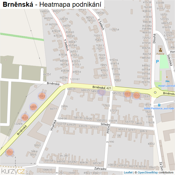 Mapa Brněnská - Firmy v ulici.