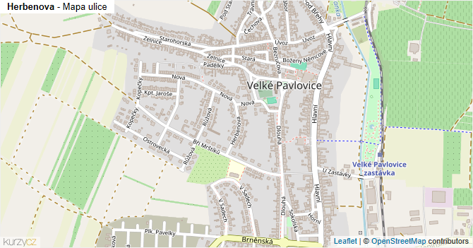 Herbenova - mapa ulice