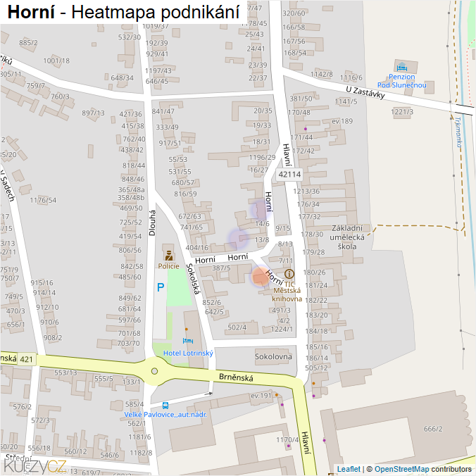 Mapa Horní - Firmy v ulici.