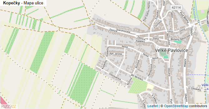 Kopečky - mapa ulice