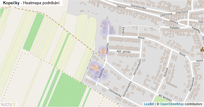 Kopečky - mapa podnikání