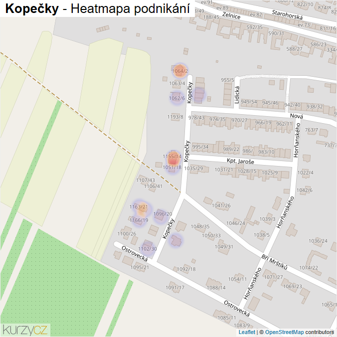 Mapa Kopečky - Firmy v ulici.