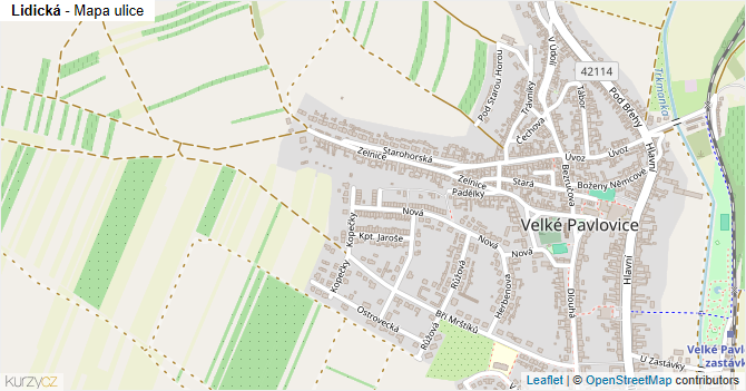 Lidická - mapa ulice