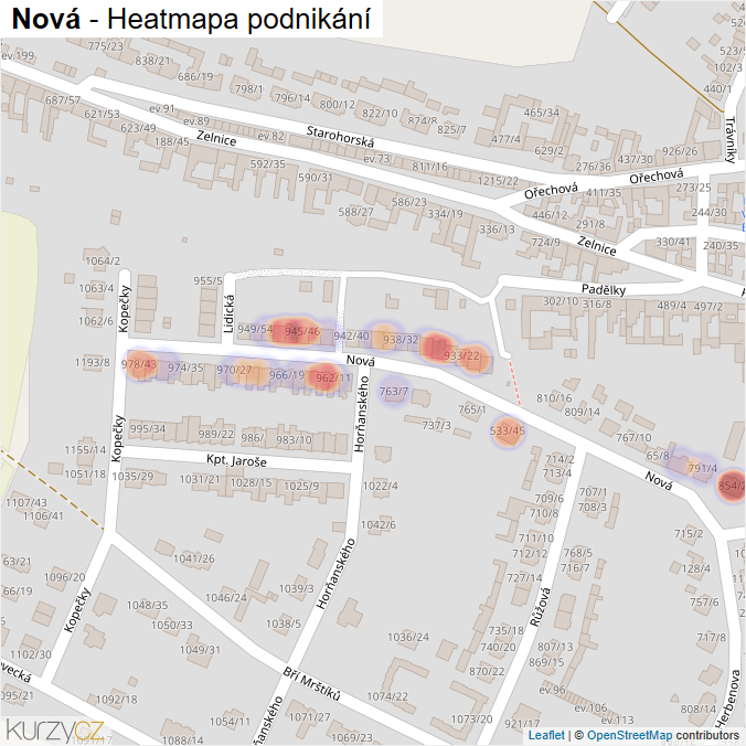 Mapa Nová - Firmy v ulici.