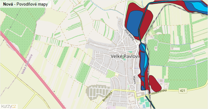 Nová - záplavové mapy stoleté vody