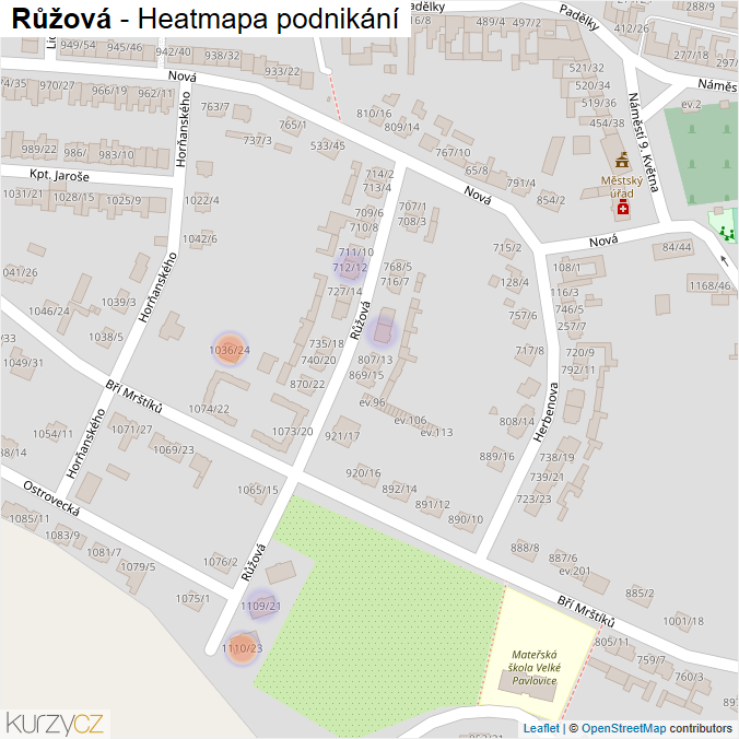 Mapa Růžová - Firmy v ulici.