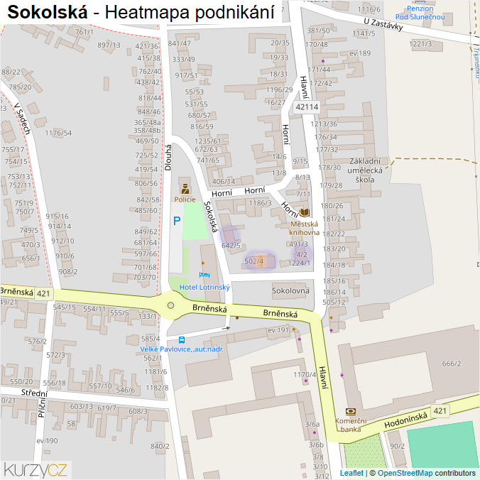Mapa Sokolská - Firmy v ulici.