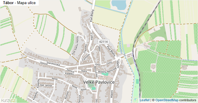 Tábor - mapa ulice