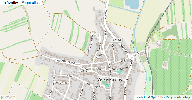 Trávníky - mapa ulice