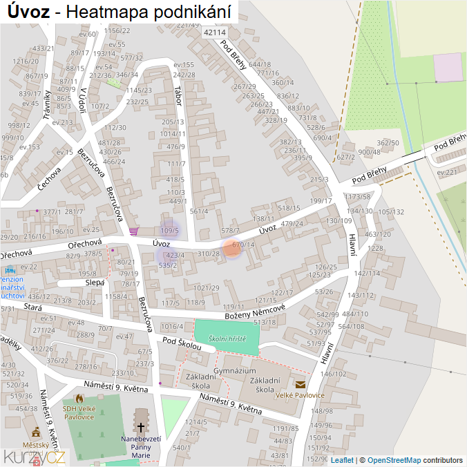 Mapa Úvoz - Firmy v ulici.
