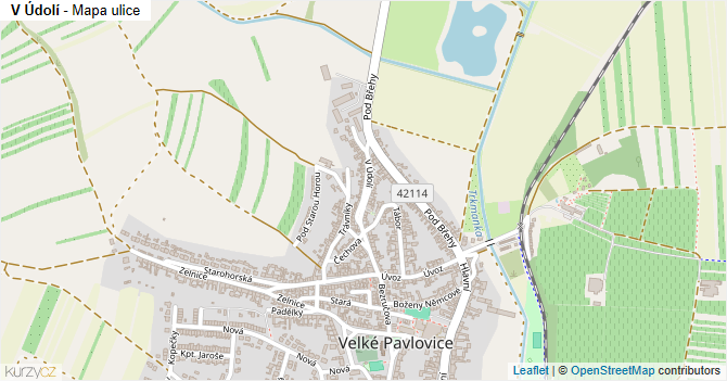 V Údolí - mapa ulice
