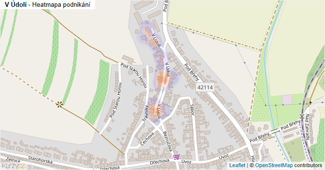 V Údolí - mapa podnikání