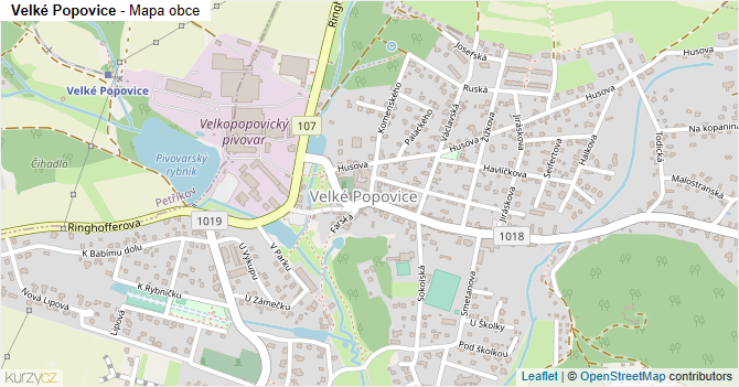 Velké Popovice - mapa obce