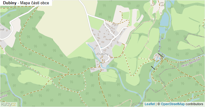 Dubiny - mapa části obce