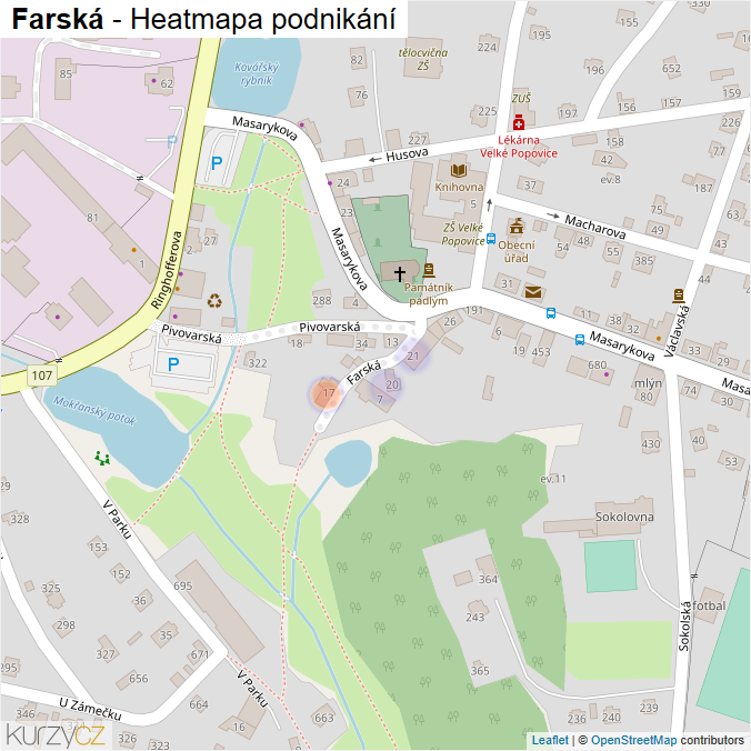 Mapa Farská - Firmy v ulici.