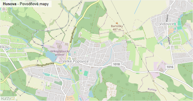 Husova - záplavové mapy stoleté vody