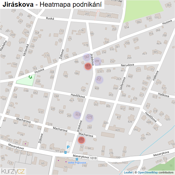 Mapa Jiráskova - Firmy v ulici.