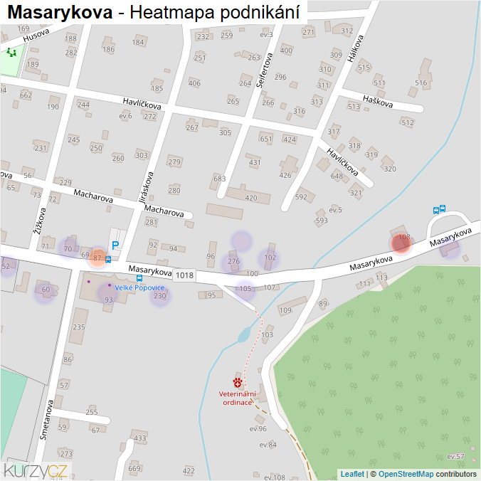 Mapa Masarykova - Firmy v ulici.