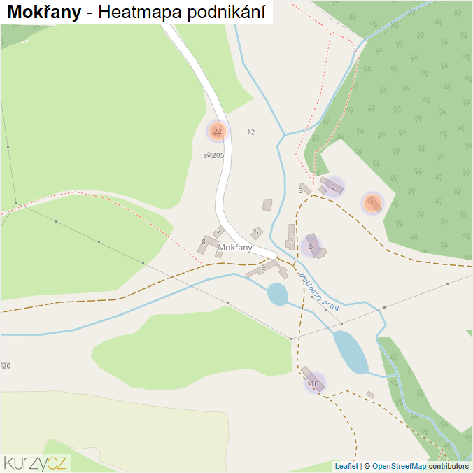 Mapa Mokřany - Firmy v části obce.