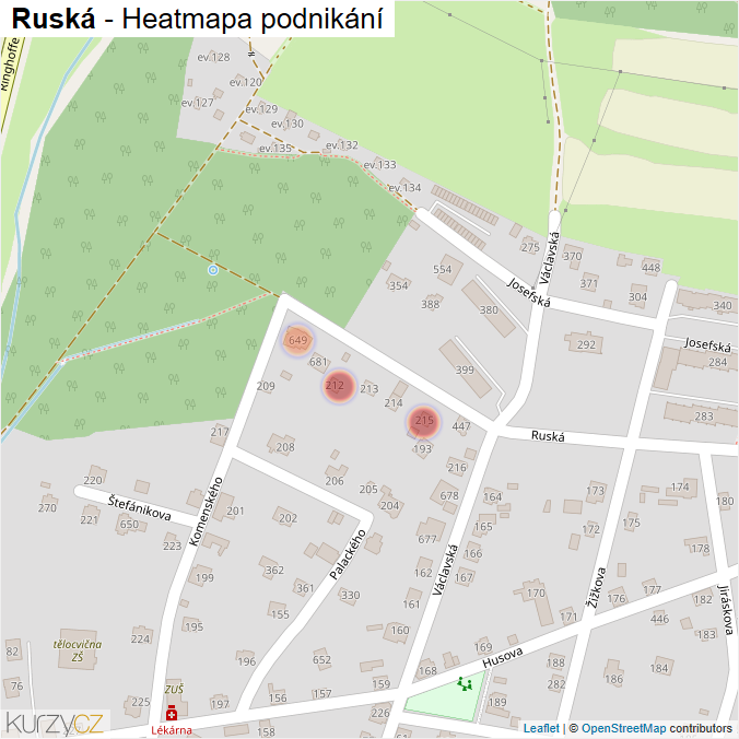 Mapa Ruská - Firmy v ulici.