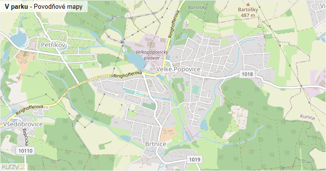 V parku - záplavové mapy stoleté vody