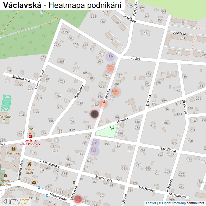 Mapa Václavská - Firmy v ulici.