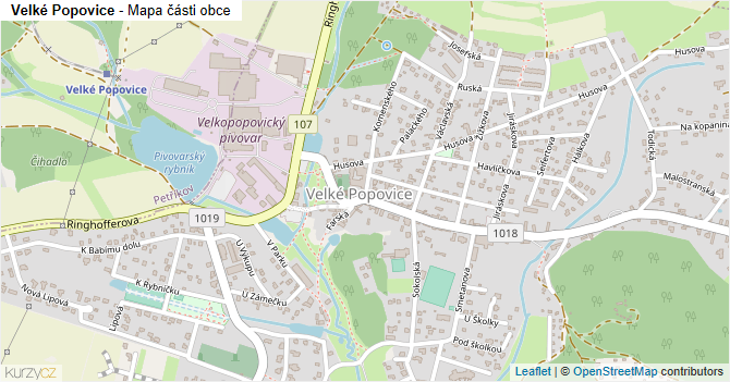 Velké Popovice - mapa části obce
