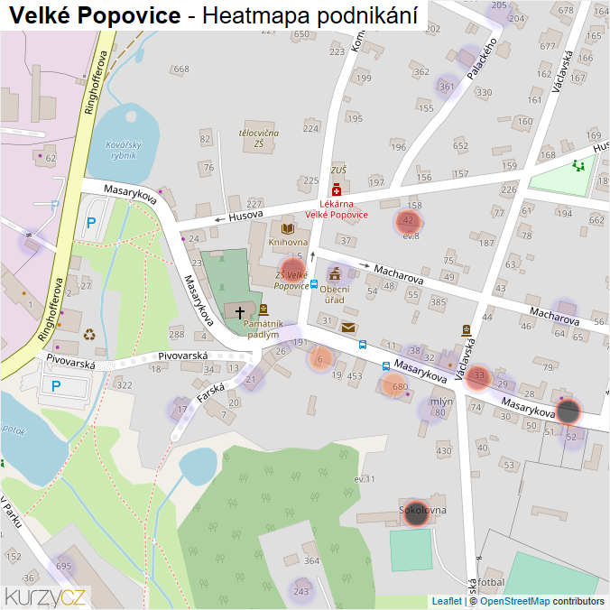 Mapa Velké Popovice - Firmy v části obce.