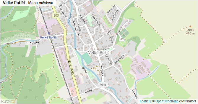 Velké Poříčí - mapa městysu