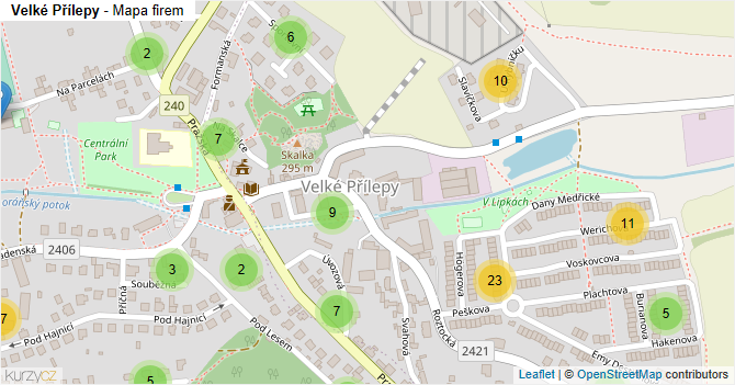 Velké Přílepy - mapa firem
