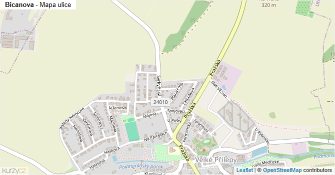 Bicanova - mapa ulice