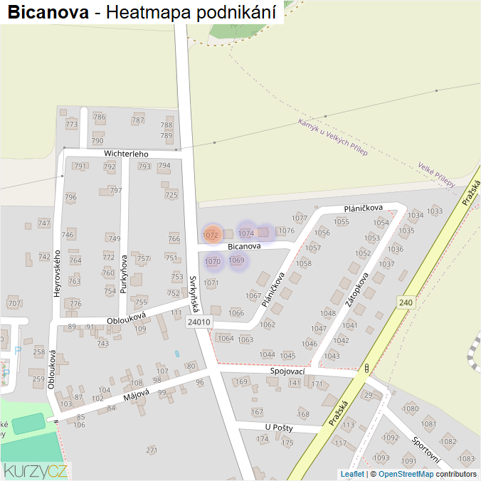 Mapa Bicanova - Firmy v ulici.
