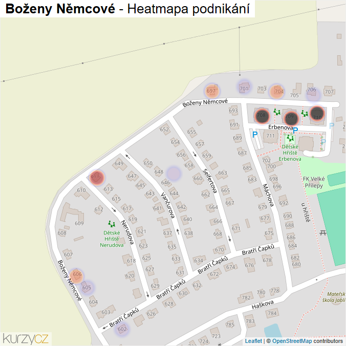 Mapa Boženy Němcové - Firmy v ulici.