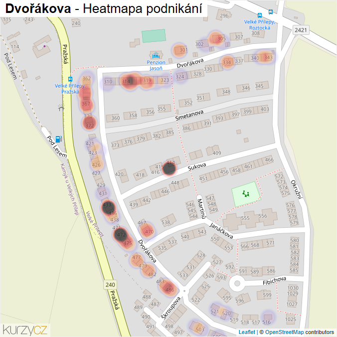 Mapa Dvořákova - Firmy v ulici.