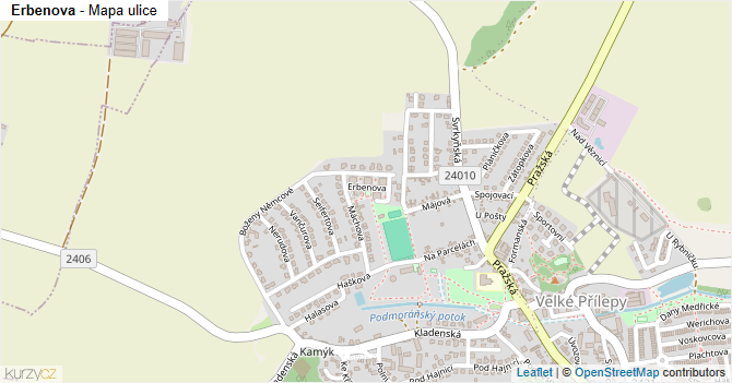 Erbenova - mapa ulice
