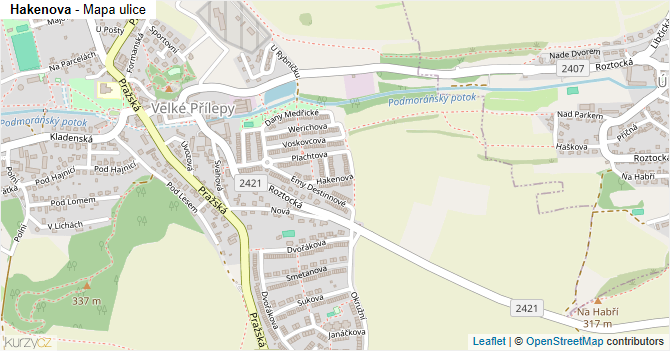 Hakenova - mapa ulice