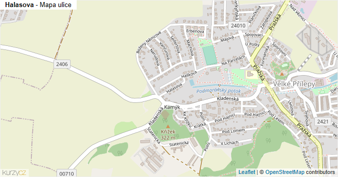 Halasova - mapa ulice