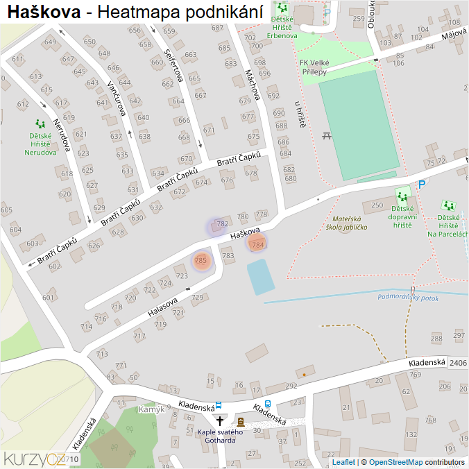 Mapa Haškova - Firmy v ulici.