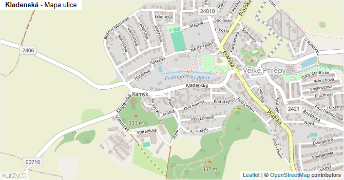 Kladenská - mapa ulice