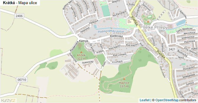 Krátká - mapa ulice