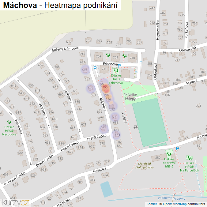 Mapa Máchova - Firmy v ulici.