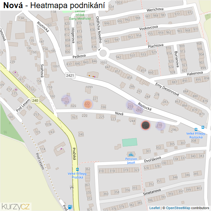 Mapa Nová - Firmy v ulici.
