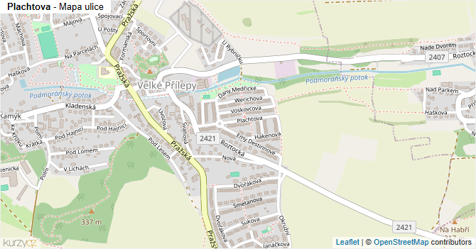 Plachtova - mapa ulice